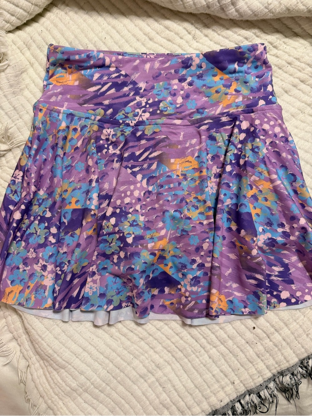 bcg Purple Floral Circle Skirt with Blue & Orange Accents